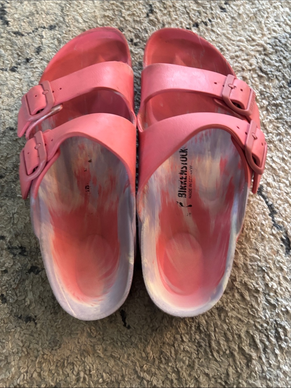 Birkenstock Arizona EVA Sandals Pink Watercolor Tie Dye EU woman’s 10 EU 41